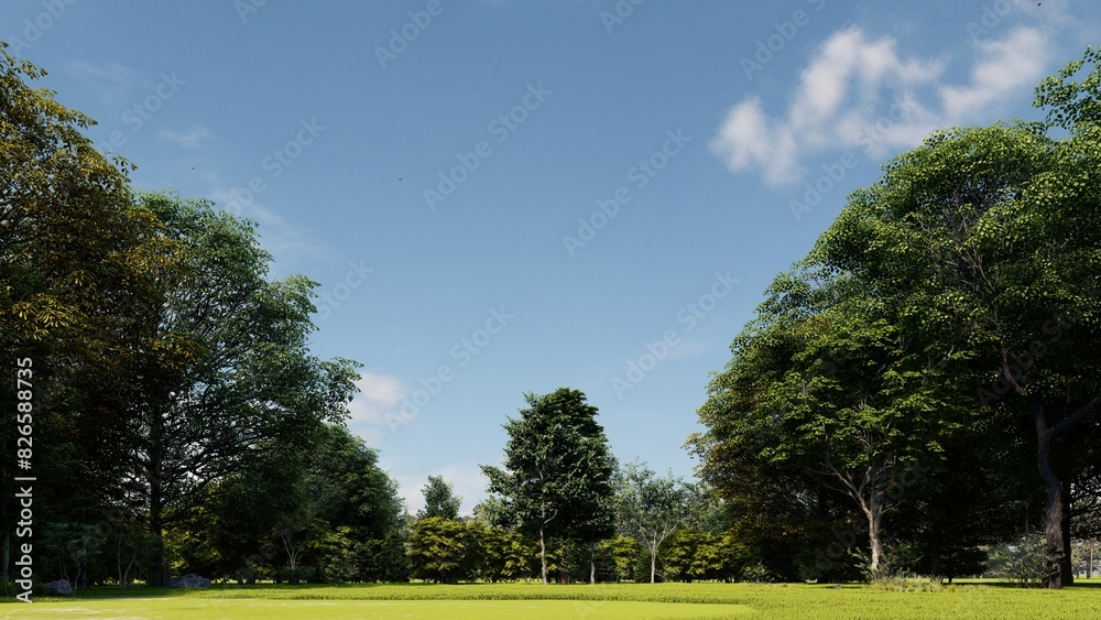 view of trees with grass and sky