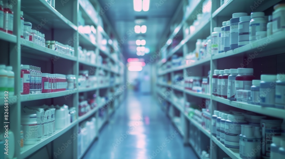 Modern warehouse interior showcasing organized shelves filled with various products in a logistic center. Generative Ai Modern warehouse interior showcasing organized shelves filled with various products in a logistic center. Generative Ai