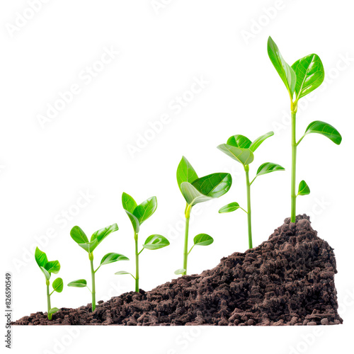 Plant growth stages. Isolated on transparent background.