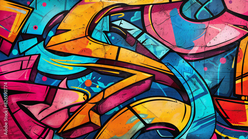 Wallpaper Mural  abstract multi colored funky graffiti art background with thick lines chaotic irregular geometric shapes Torontodigital.ca