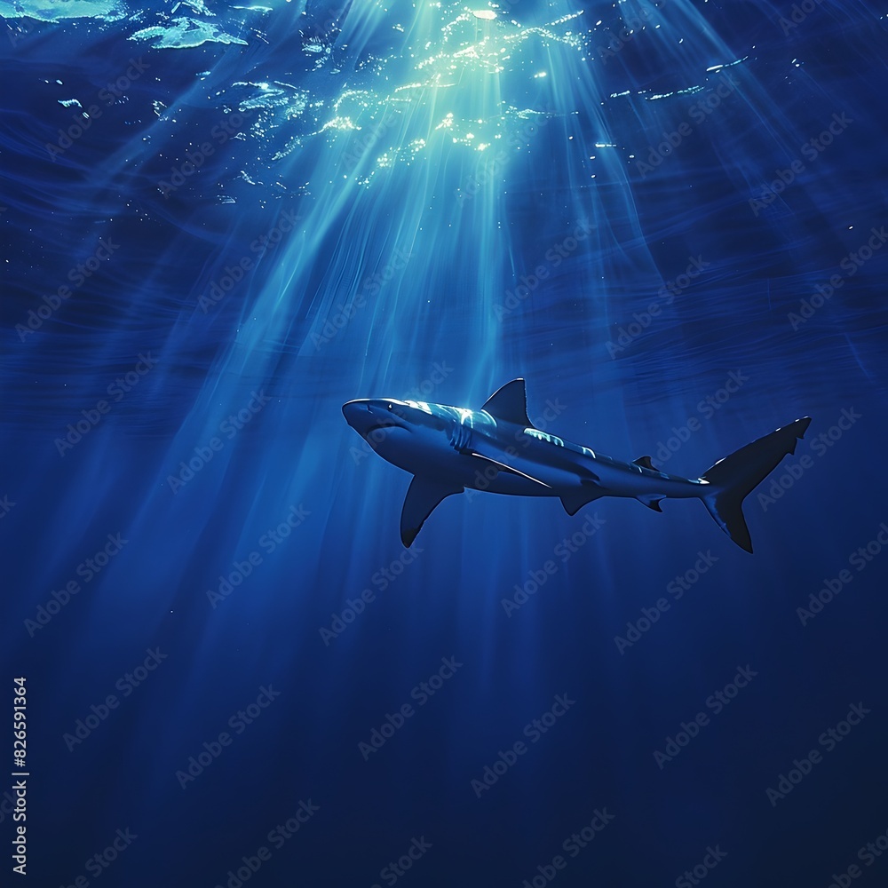 Majestic Shark Gliding Through the Ethereal Depths of the Ocean Majestic Shark Gliding Through the Ethereal Depths of the Ocean