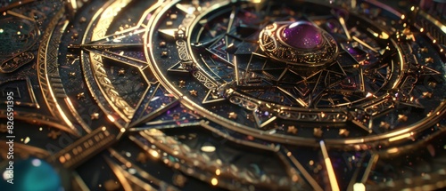 Wallpaper Mural Mystical steampunk jewelry with gems closeup. Torontodigital.ca