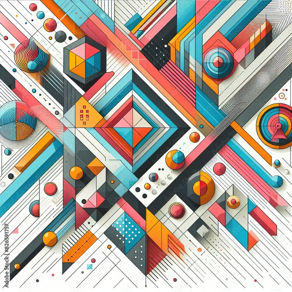 Abstract Geometric Shapes: Vibrant AI-Inspired Designs