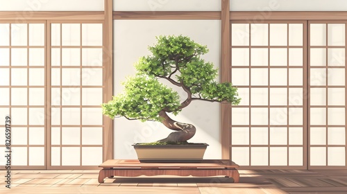 Serene Bonsai Tree Displaye...