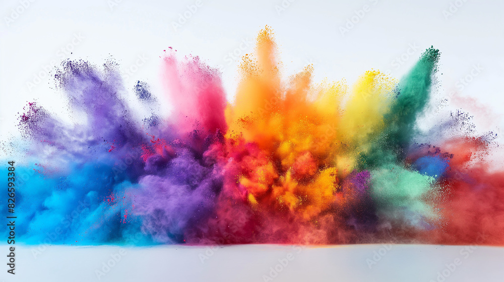 A colorful explosion of paint is shown in the image A colorful explosion of paint is shown in the image