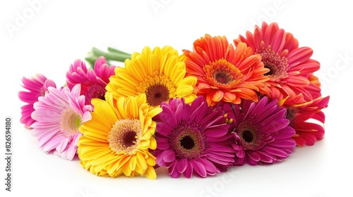 Isolated colorful gerbera flowers bouquet on a white background