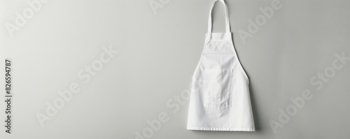 Simple white apron on a plain background, ideal for custom logos or messages photo