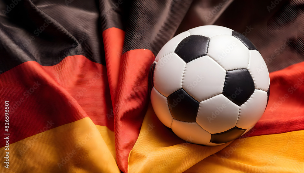 Football on German flag. EM European Championship 2024. Germany, win, winner celebration concept background illustration. Football on German flag. EM European Championship 2024. Germany, win, winner celebration concept background illustration.