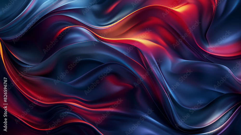 Obraz premium A blue and red wave pattern with a red and orange hue