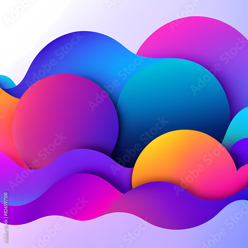 Abstract gradient 3d rainbow neon holographic colourful vivid liquid shapes illustration, original creative background element web design poster print textured glowing futuristic sci-fi high quality