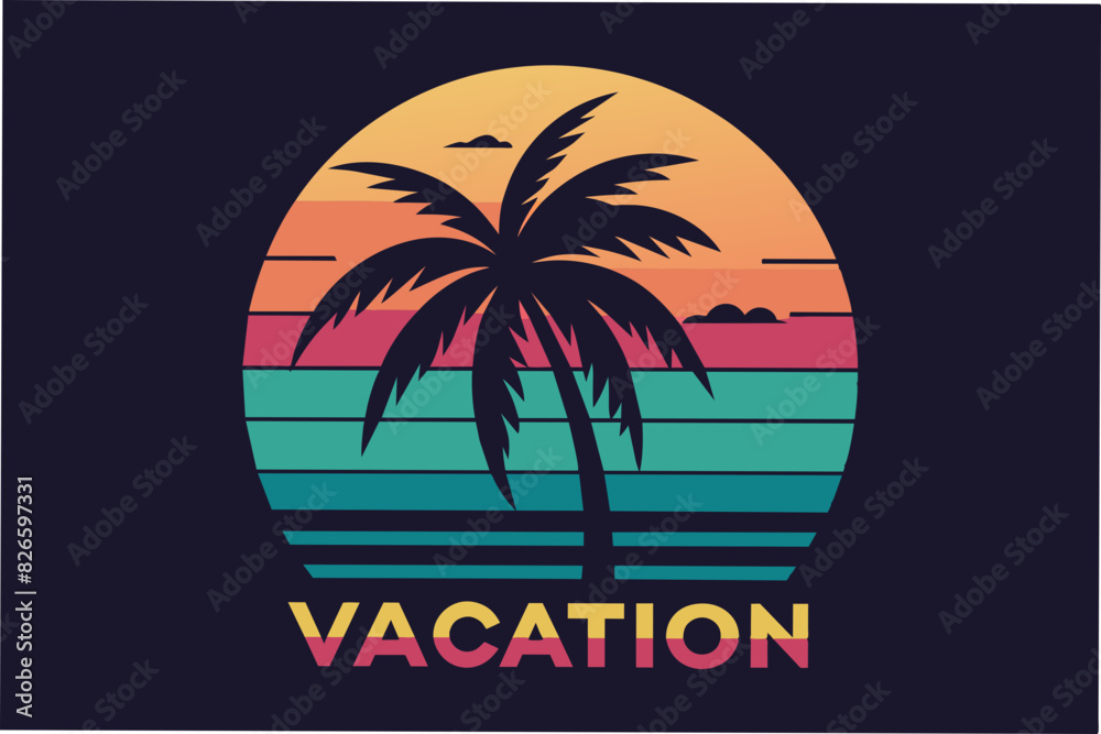 summer vibes in vacation retro t-shirt design vector illustration