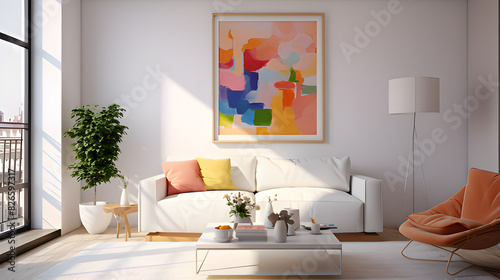 A living room with a painting of trees and a forest in the background Design interior bedroom