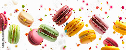 Background setting the stage for a tantalizing visual display of traditional French sweet treats.