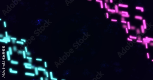 Cyberspace creative bg. Stary clouds moving with lines on diagonal motion graphic. Geometric linear spectrum blur lines cosmic explosion. Dynamic glittering defocused connection dots bg. Anime cartoon