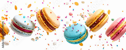 Lively and eye-catching backdrop, combining vibrant white hues with the allure of sweet confections.