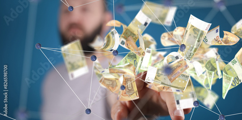 bill euro banknote in hand ...