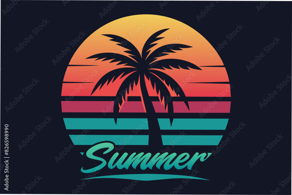 summer vibes with sea beach t-shirt retro design