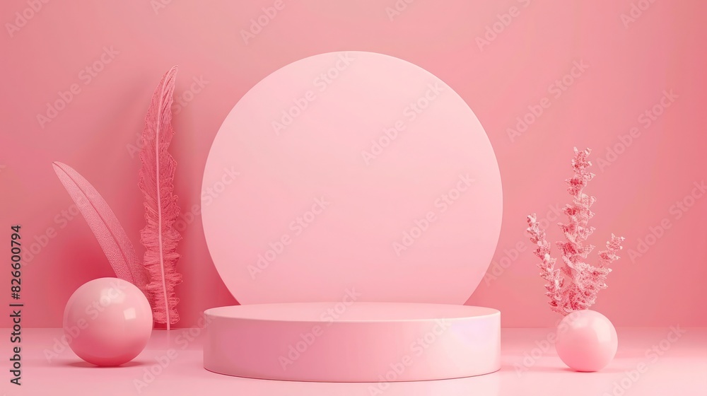 3D pastel pink cylinder pedestal podium. Minimal stage or platform scene for product display presentation. product display and promotion, advertising. geometric blank product stands, Realistic 3d