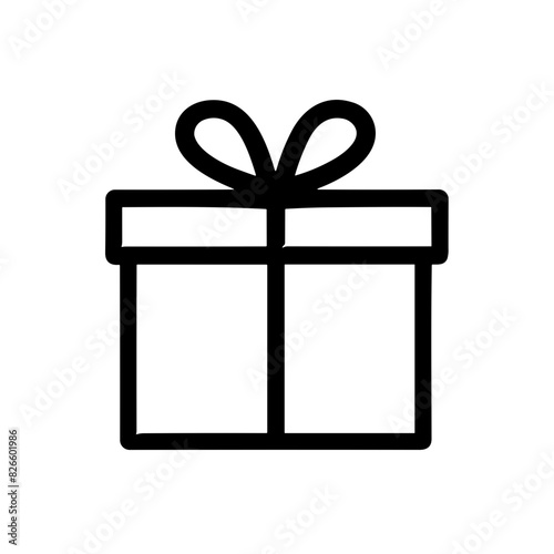 Simple black Present Christmas gift box icon