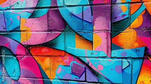 Abstract graffiti pattern with vibrant colors and textures