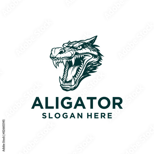 Alligator head logo vector illustration