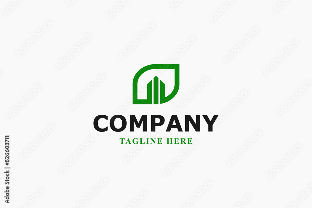 green leaf building minimal modern logo green leaf building minimal modern logo