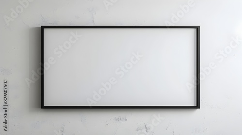 Elegant Minimalist Black Frame on Clean White Wall for Professional Presentations or Artwork Display