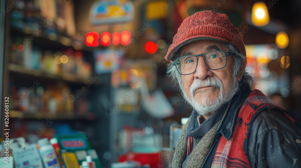 old cashier is a salesman in the store old cashier is a salesman in the store