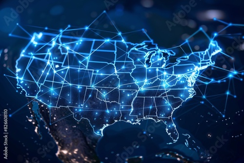 Digital map of america network connectivity created with generative ai