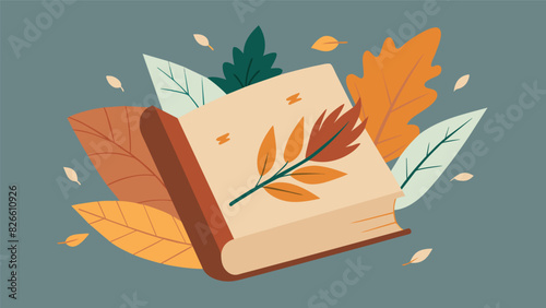 An array of dried leaves and twigs carefully collected and glued onto the pages giving the journal a natural and earthy feel.. Vector illustration