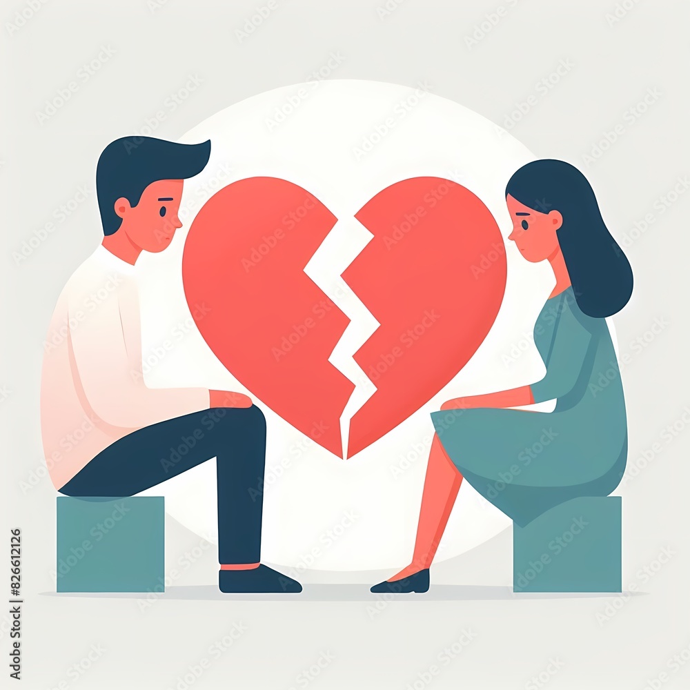 Fototapeta premium Family Divorce and Separation Illustration