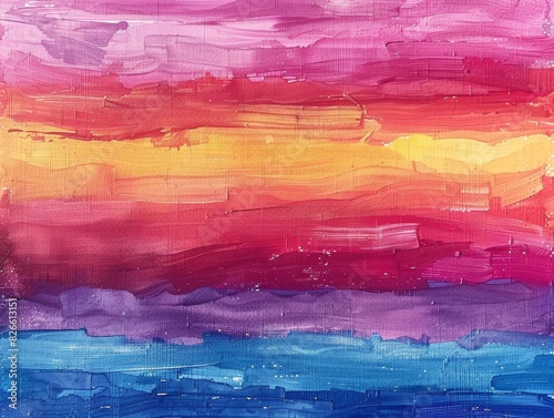 Coastal summer sunset paints watercolor vibes in pastel abstract hues