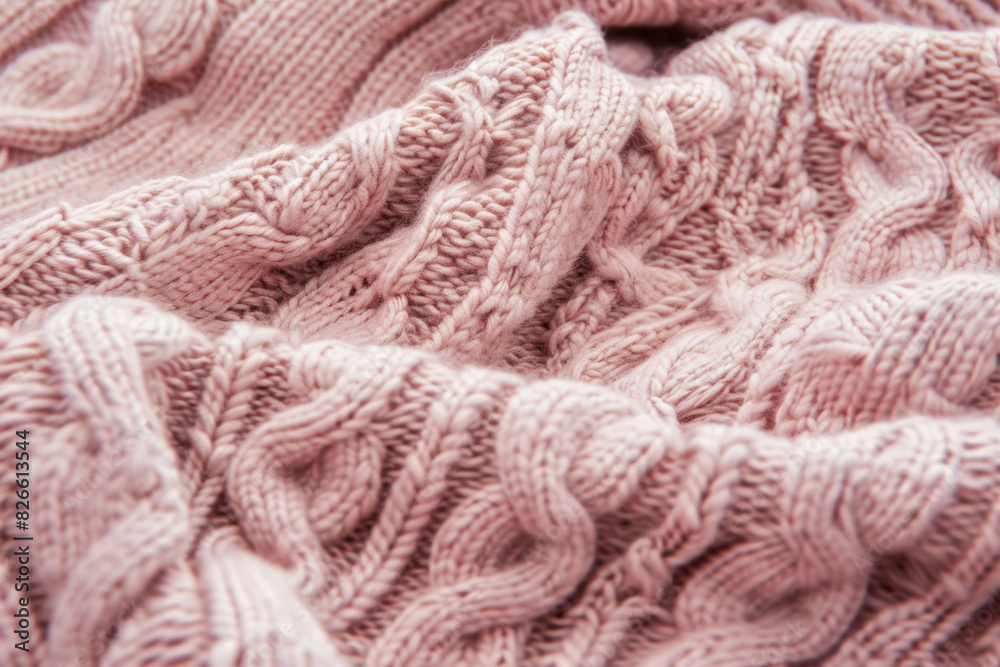 Cozy Pink Knitted Fabric Close Up Soft Wool Texture with Intricate Patterns Cozy Pink Knitted Fabric Close Up Soft Wool Texture with Intricate Patterns
