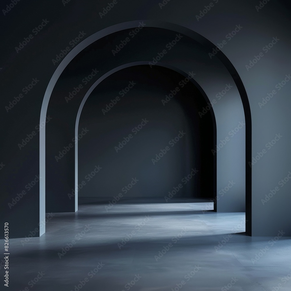 Mysterious black archway in a dark environment Mysterious black archway in a dark environment