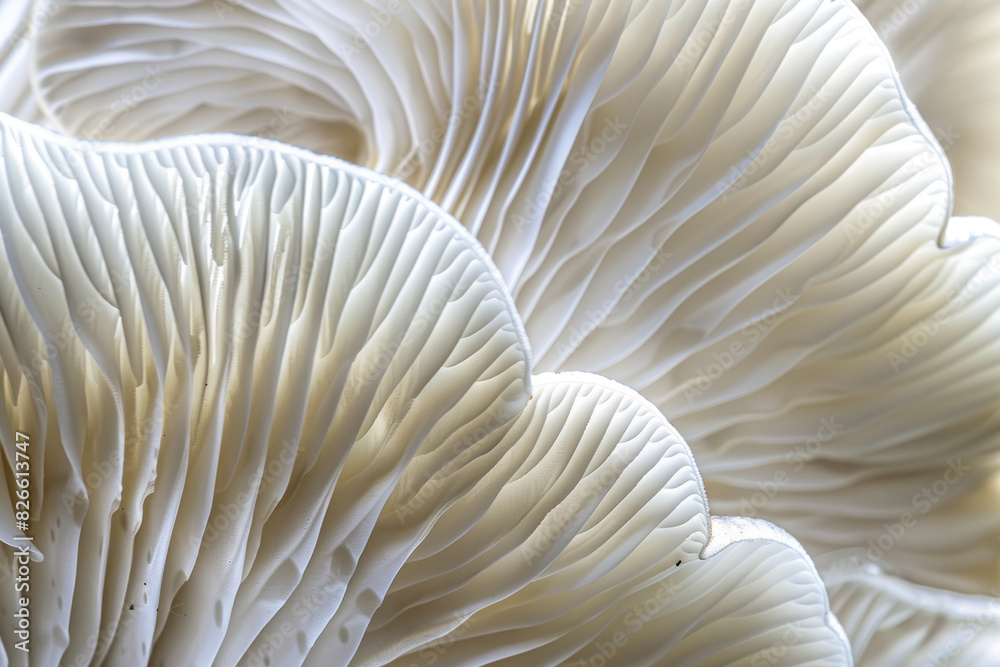 Close Up of White Mushroom Gills Natural Texture and Organic Patterns in Nature Close Up of White Mushroom Gills Natural Texture and Organic Patterns in Nature