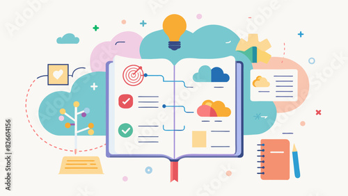A visual representation of my ambitions and desires creatively presented through a mind map in my personal planner.. Vector illustration