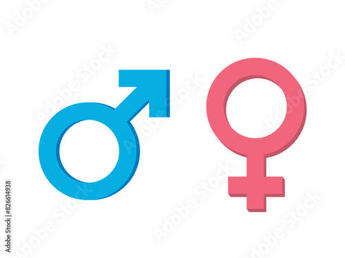 Male Female Symbols with Blue and Red Colors. Vector Illustration for Male Female Gender
