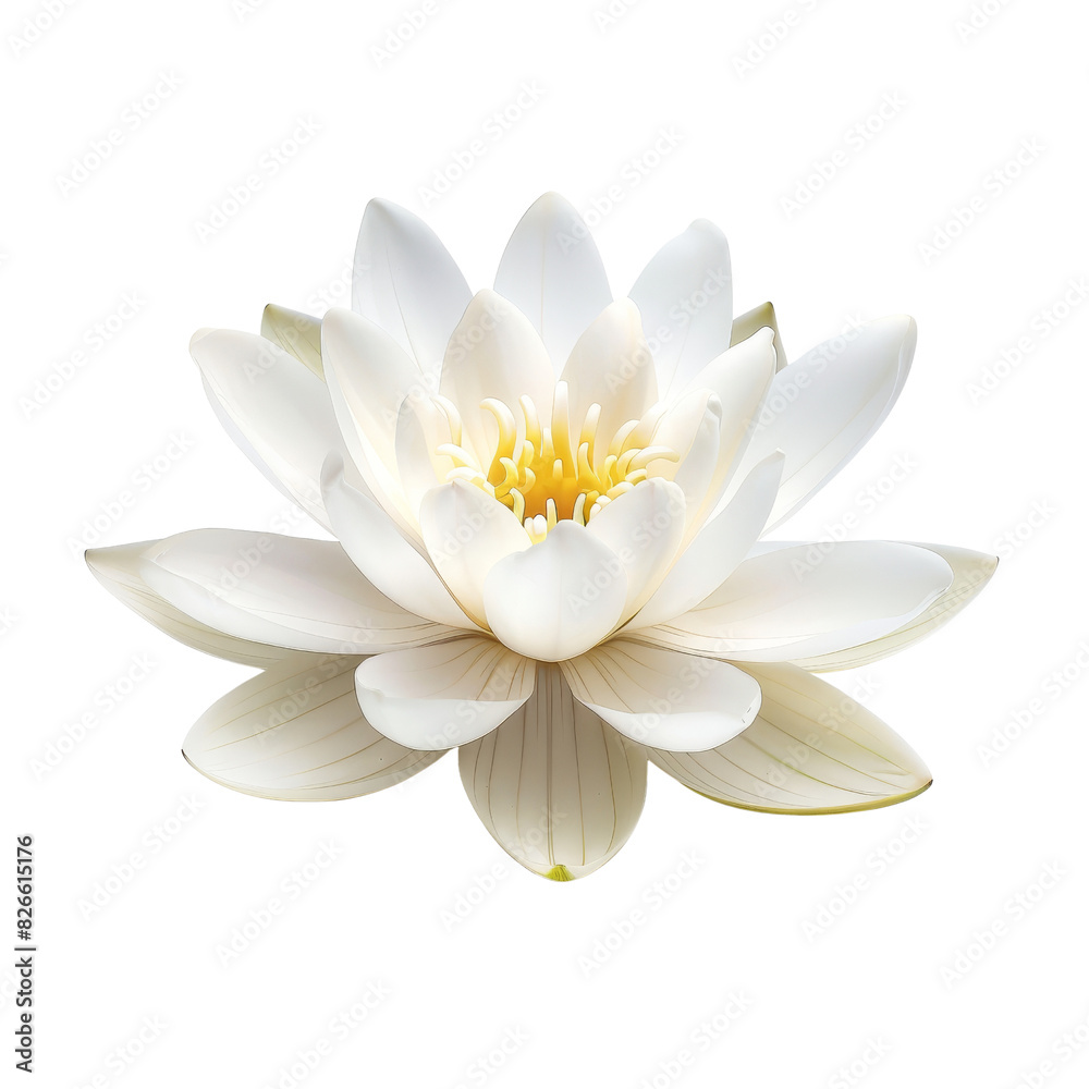 Elegant White Lotus Flower Detailed Close-Up View