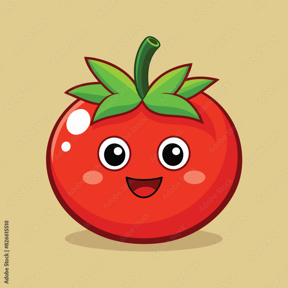 Cute tomato smile cartoon vector icon illustration food nature icon isolated flat vector Cute tomato smile cartoon vector icon illustration food nature icon isolated flat vector