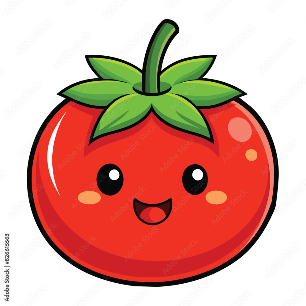 Cute tomato smile cartoon vector icon illustration food nature icon isolated flat vector