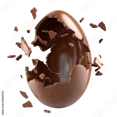 Shattered Chocolate Egg with Fragmented Pieces photo