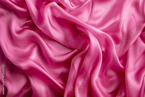 Elegant vibrant pink silk fabric texture abstract, silky waves. Smooth textile background, elegance luxurious design