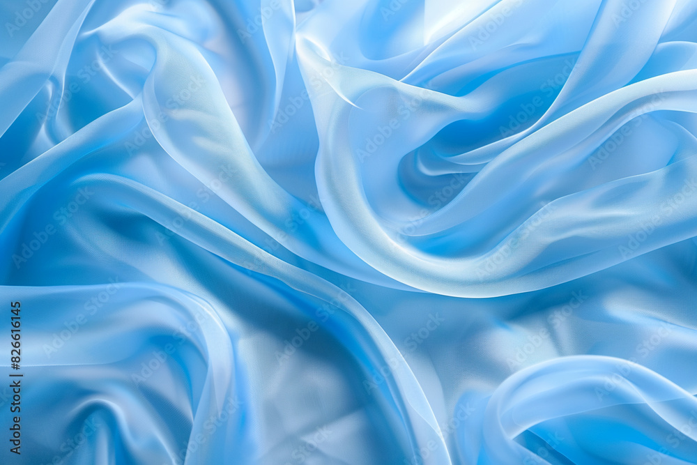 Obraz premium Elegant silk blue fabric texture abstract, silky waves. Smooth textile background, elegance luxurious design