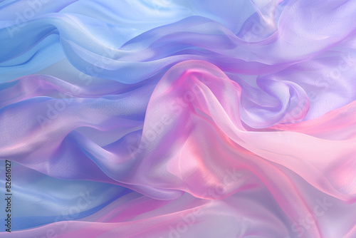 Elegant silk blue pink purple fabric texture abstract, silky waves. Smooth textile background, elegance luxurious design