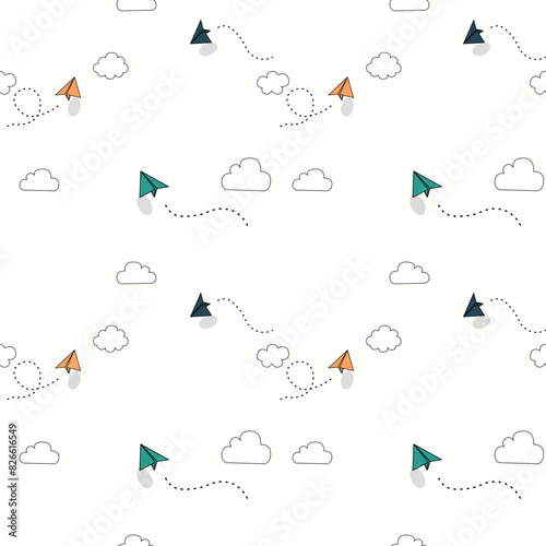 Welcome To School. Flying paper airplanes. Vector cartoon children planes in air. Back to school background drawing. backgrounds for Teacher appreciation day. KnowledgeForAll.