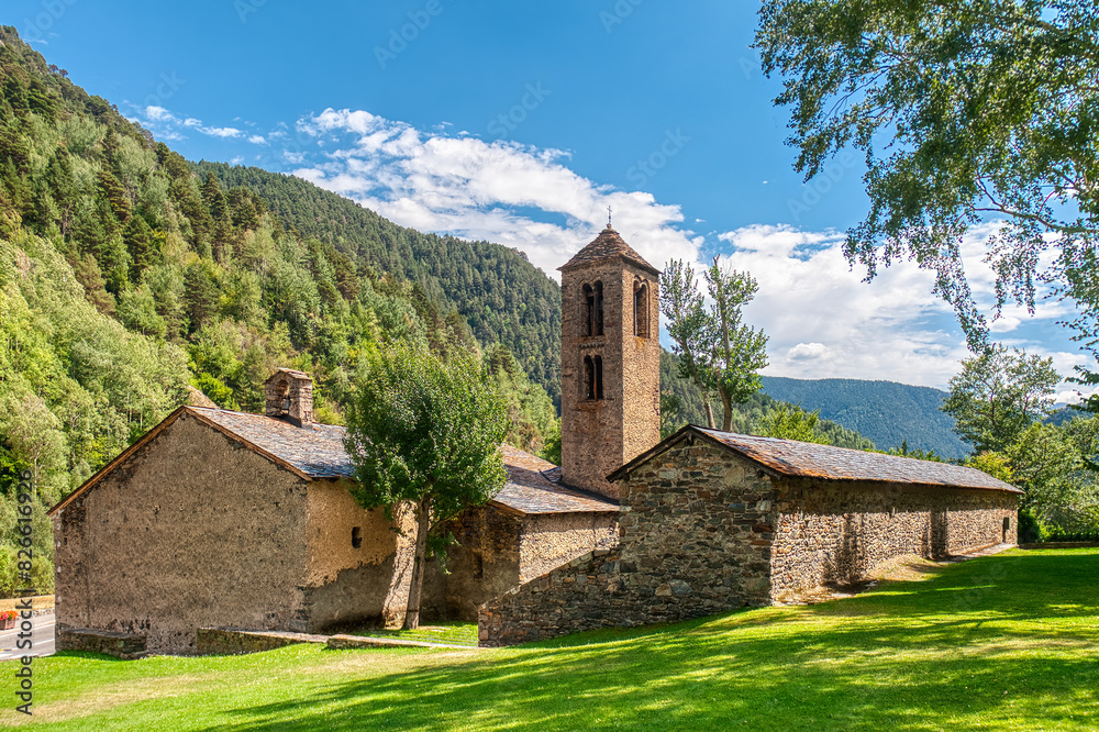 San Martin de la Cortinada church (Pueblo Cortinada) town of Andorra, belonging to the parish of Ordino.