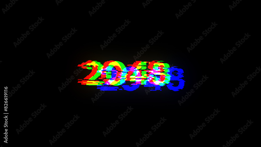 3D rendering 2048 text with screen effects of technological glitches 3D rendering 2048 text with screen effects of technological glitches