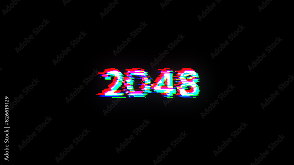 3D rendering 2048 text with screen effects of technological glitches 3D rendering 2048 text with screen effects of technological glitches