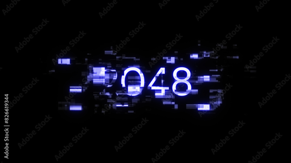 3D rendering 2048 text with screen effects of technological glitches 3D rendering 2048 text with screen effects of technological glitches