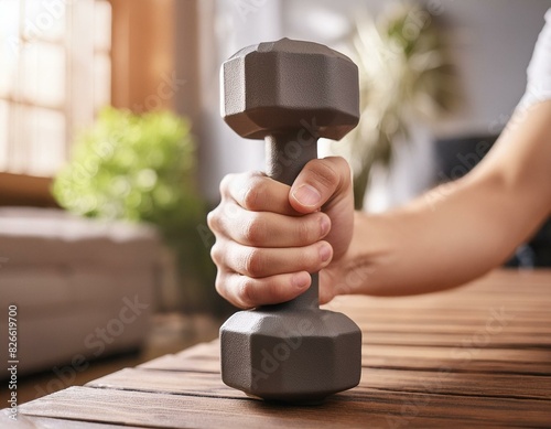 Hand holding dumbbell